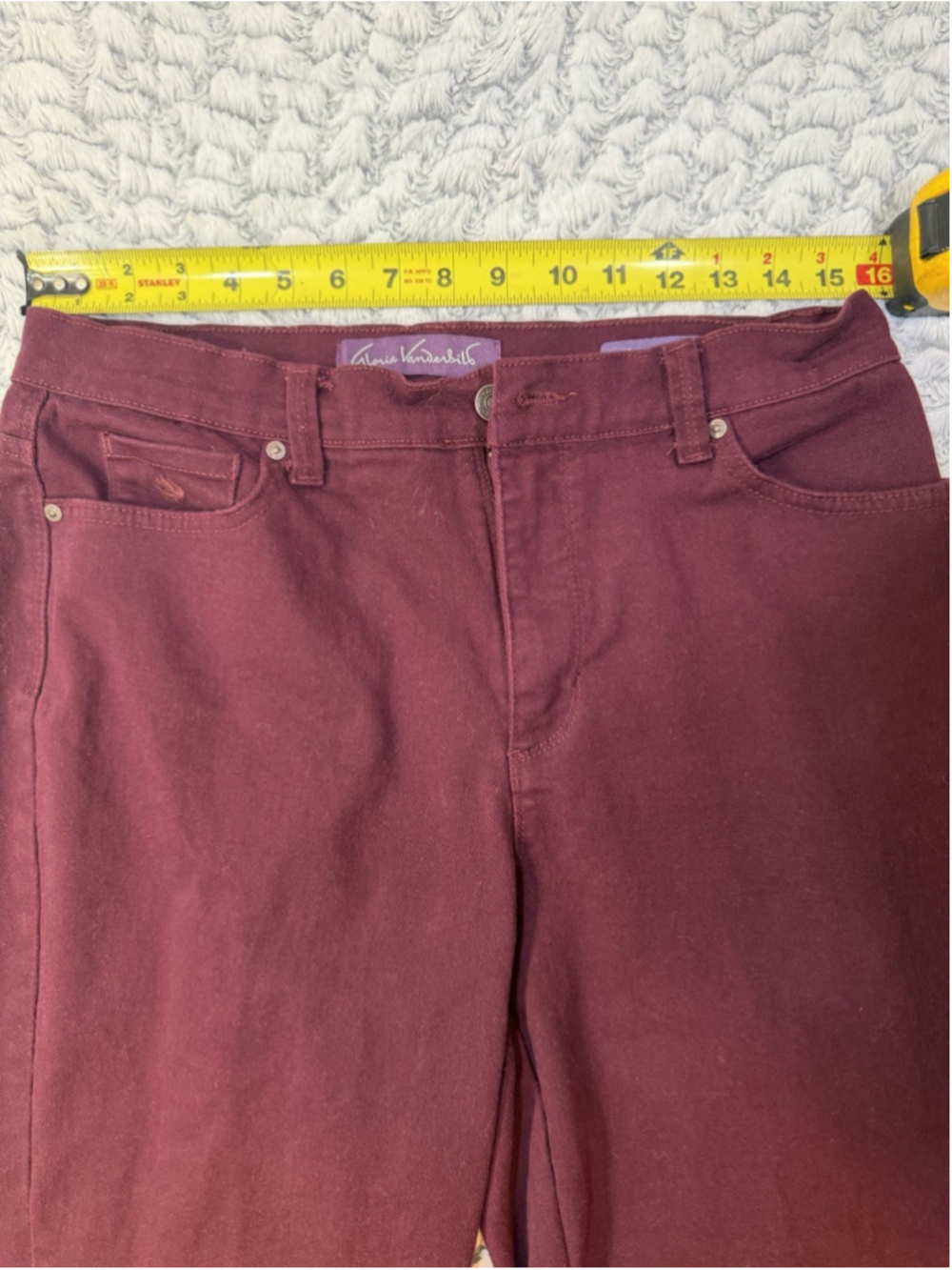 Gloria Vanderbilt Women’s Straight Leg Jeans Burgundy Dark Wash Stretch Pockets - Picture 3 of 10